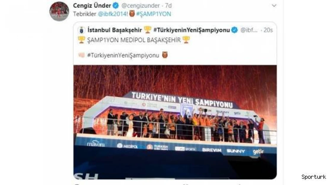 Cengiz Ünder'den Medipol Başakşehir'e tebrik