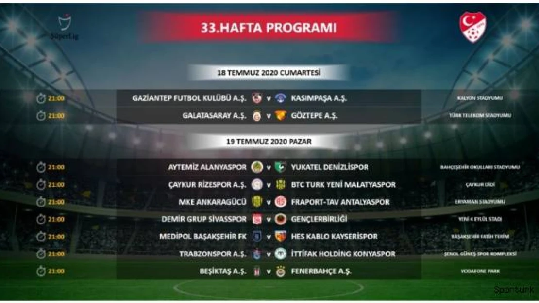 TFF, Süper Lig'in 33. haftasında program değişikliği yaptı