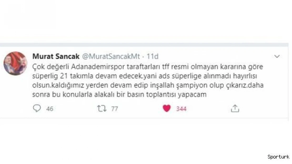 Adana Demirspor'un 'Süper Lig' başvurusu reddedildi