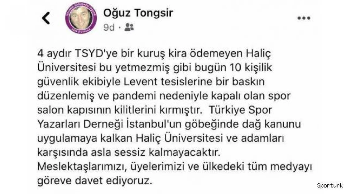 Oğuz Tongsir: &quot10 kişilik bir grup spor salonunun kilitlerini kırdı"