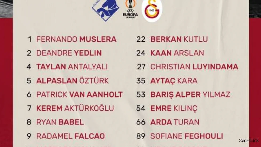 Galatasaray'ın Randers maçı kadrosu belli oldu