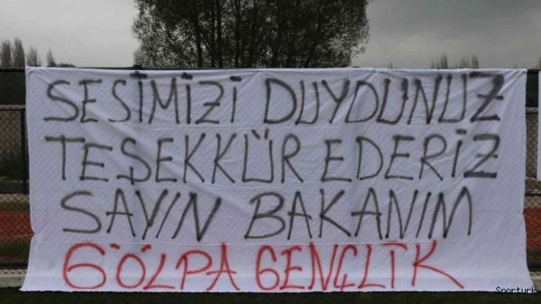 Bakan Dönmez'e teşekkür pankartı