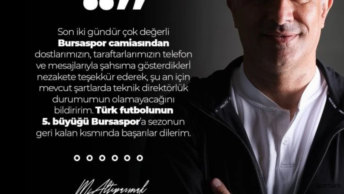 Mehmet Altıparmak'tan Bursaspor açıklaması