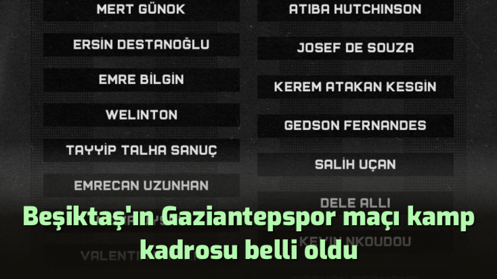Beşiktaş'ın Gaziantepspor maçı kamp kadrosu belli oldu