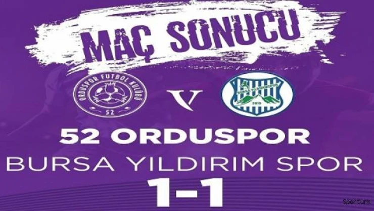 52 Orduspor galibiyete hasret kaldı: 1-1
