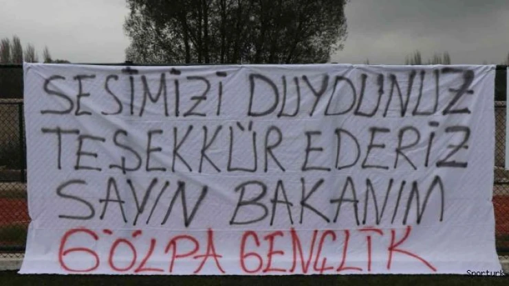 Bakan Dönmez'e teşekkür pankartı