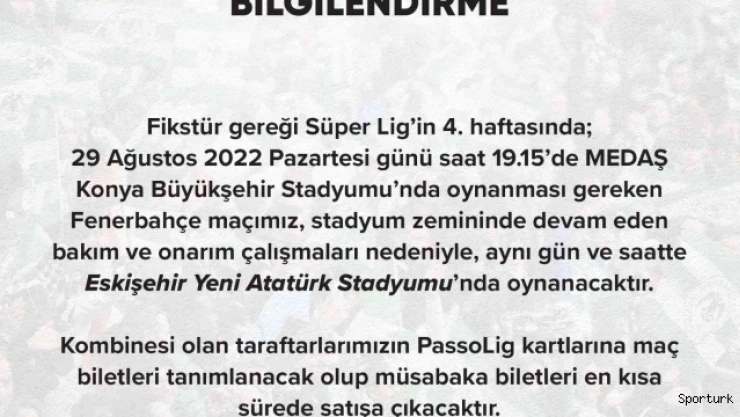 Fenerbahçe ilk kez Eskişehir Yeni Stadyumu'nda maça çıkacak