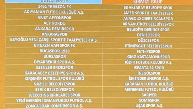 2023-2024 sezonu TFF 2. Lig grupları belli oldu